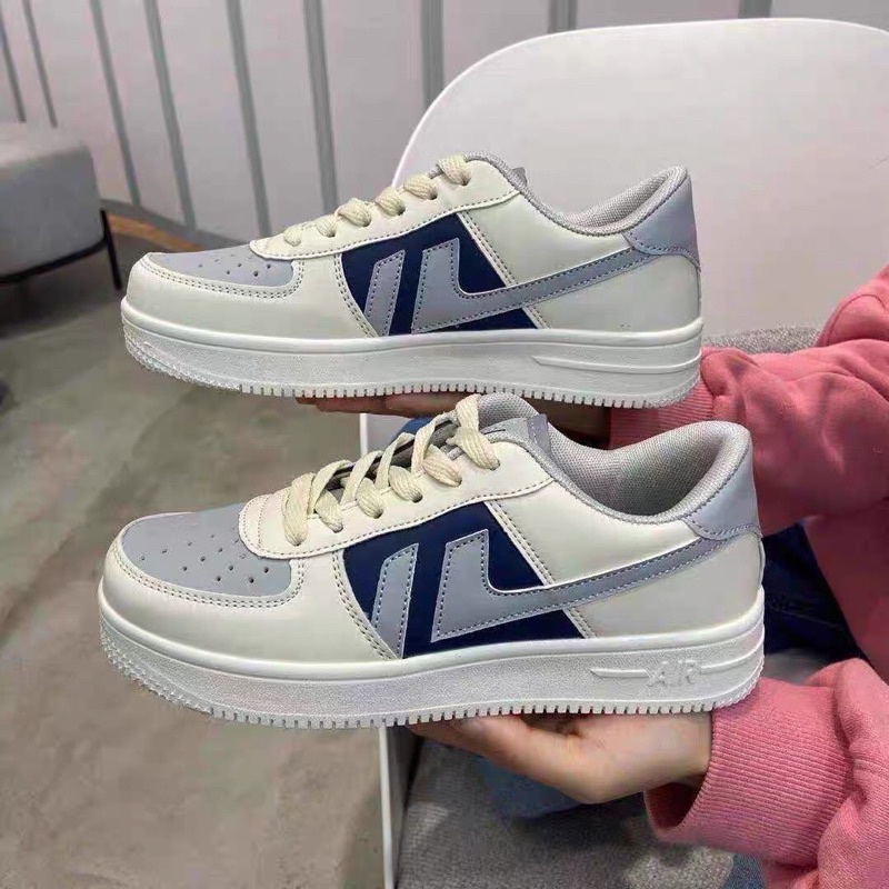 Giày thể thao nữ đế cao dây kem kẻ viền M11 Cao Cấp - giày nữ sneaker đế độn chất sịn giá rẻ