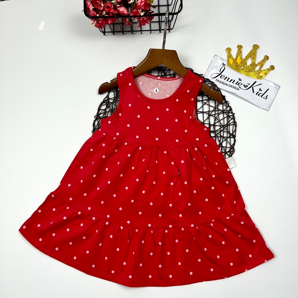 Đầm bé gái 3-5 tuổi dáng xòe thun cotton VNXK Jennie kids J484