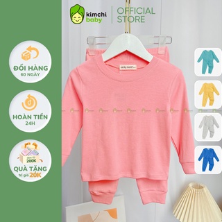 Đồ Bộ Dài Tay Bé Gái, Bé Trai Minky Mom Vải Cotton Borip Bo Gấu