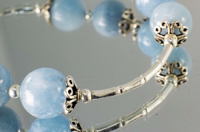 Vòng Tay Đá Aquamarine mix charm bạc 925