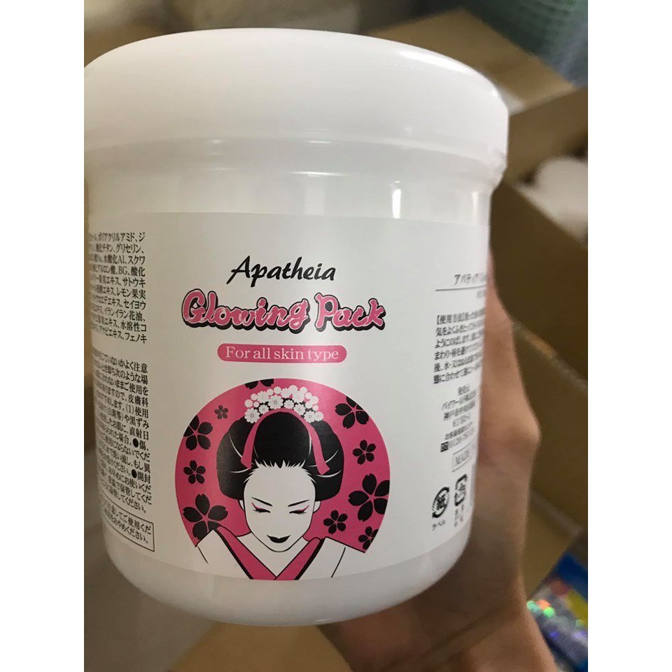 Kem ủ trắng cô gái da mặt và toàn thân Apatheia Glowing Pack hàng nội địa nhật bản lọ 500g