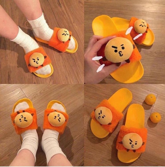 Dép đầu bông BT21, BT21 doll slipper , ver 3 hàng off