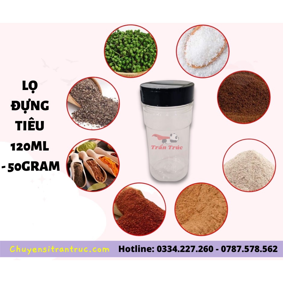 Hũ đựng gia vị , Lọ đựng tiêu, hộp đựng muối 50 gram nhựa cao cấp tiện lợi, hủ rắc gia vị, hủ đựng thức ăn cá