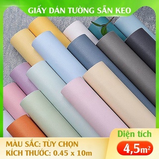 Giấy dán tường sẵn keo cuộn Dài 10m Rộng 45cm - Chọn màu