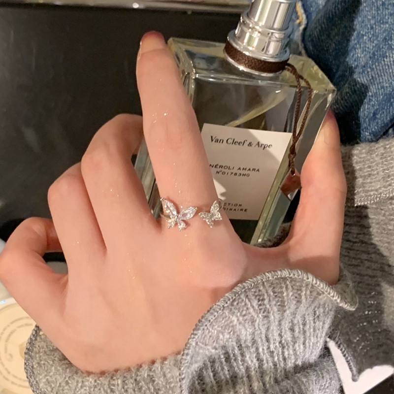 Nhẫn Hở Hình Bướm Đính Đá Zircon Phiên Bản Hàn Quốc Sang Trọng Cho Nữ Thời Trang