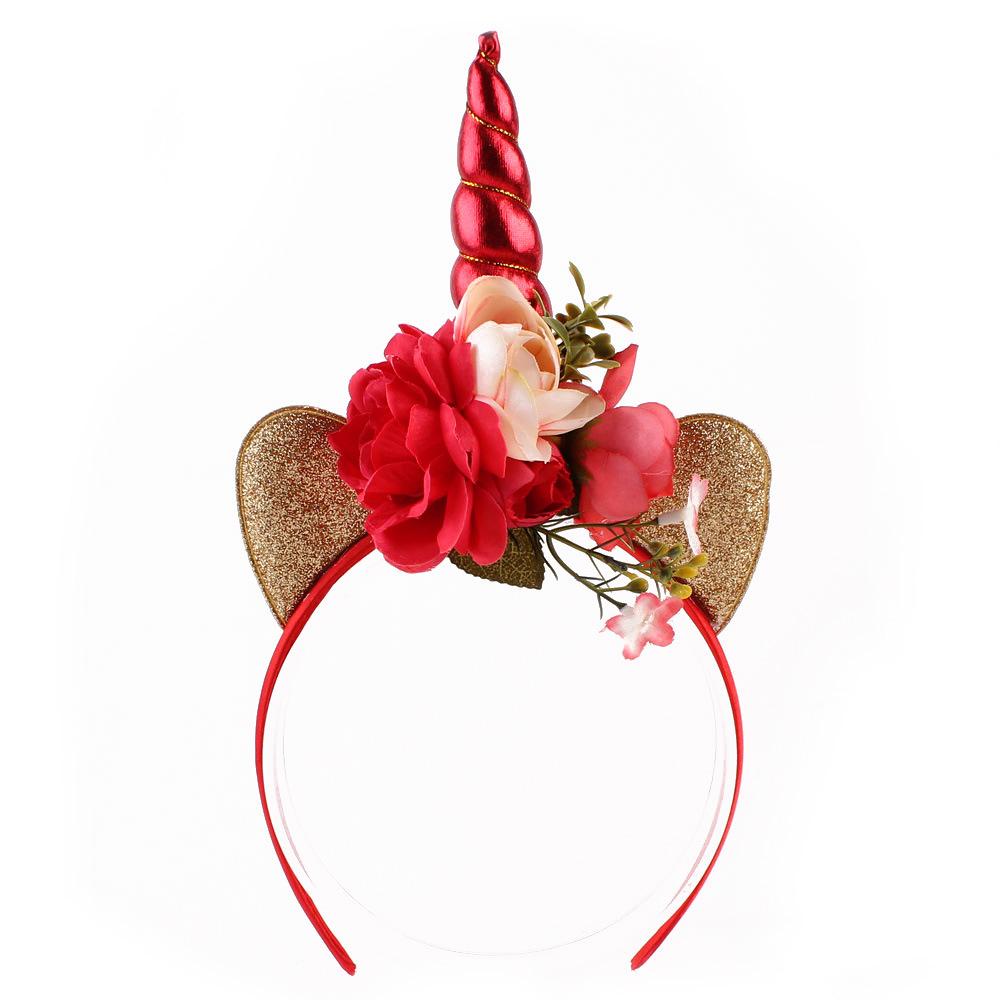 Băng Đô Cài Tóc Hình Sừng Kỳ Lân Phối Kim Tuyến Lấp Lánh Dễ Thương