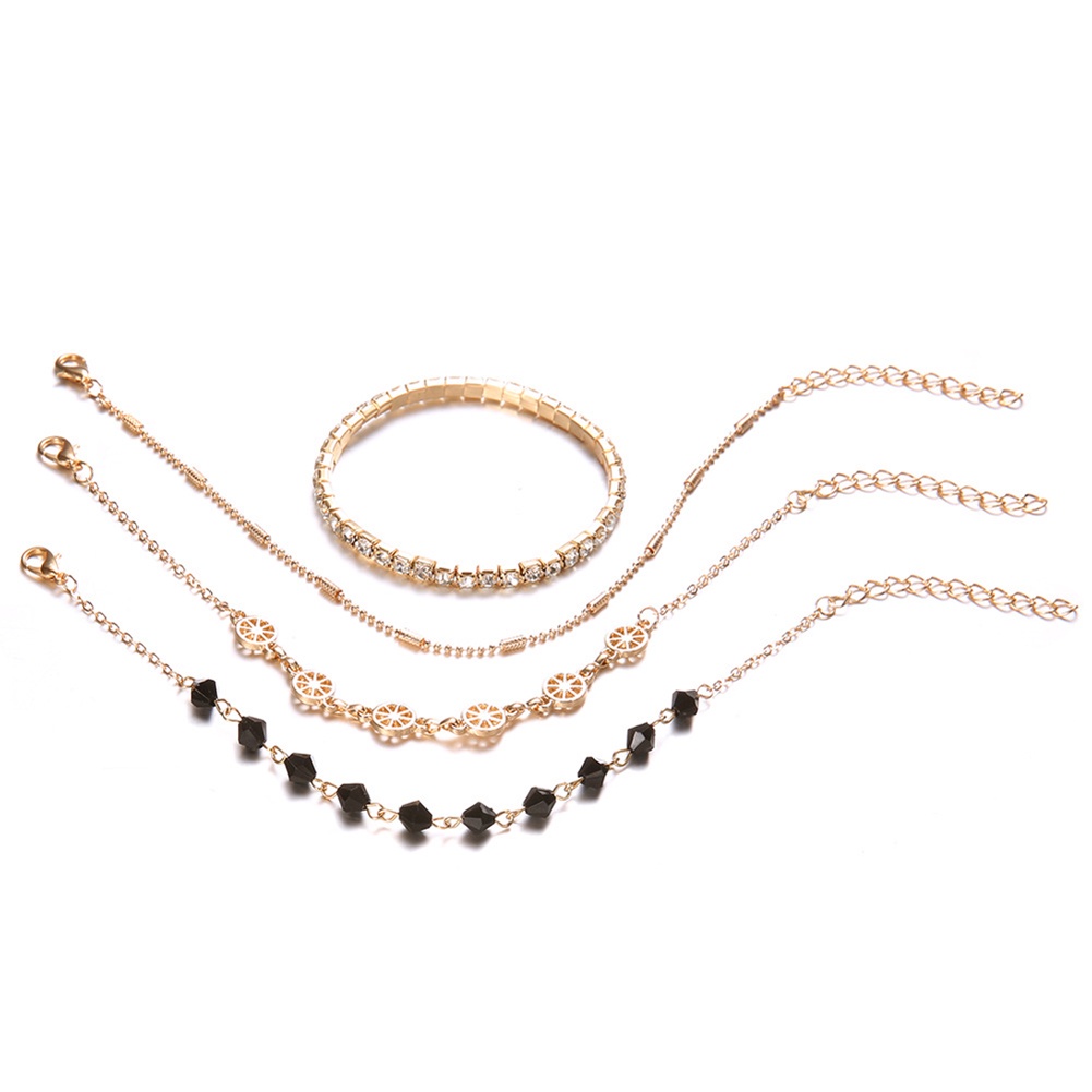 Set 4 vòng tay kim loại đính đá màu thời trang cho nữ