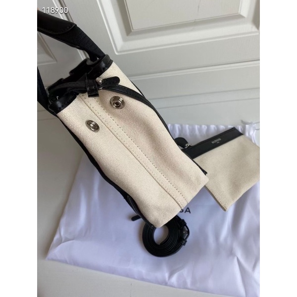 TNS-Túi tote canvas siêu  Balien Cabas tote bag--canvas trắng phối đen sang trọng
