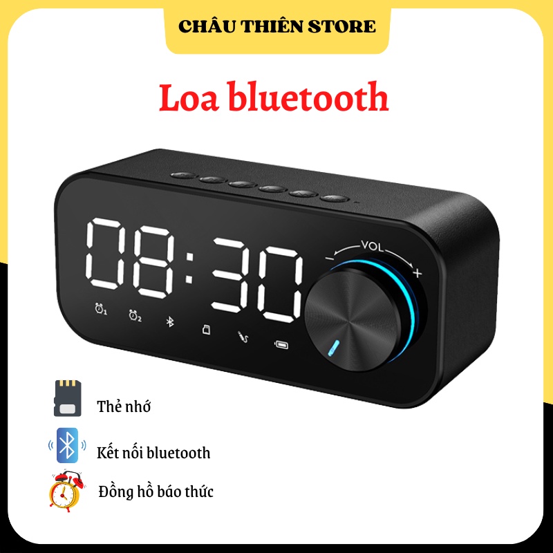 Loa bluetooth, máy nghe nhạc thông minh, bass mạnh, đài FM, đồng hồ báo thức, có đèn LED, bảo hành 12 tháng
