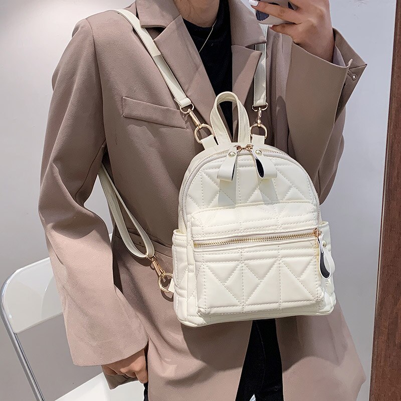 JASMNI NOIR  Small PU Leather Women Backpack Female Fashion 2020 Luxury Ladies Winter Bagpack Girls Travel Branded Shoulder Bag