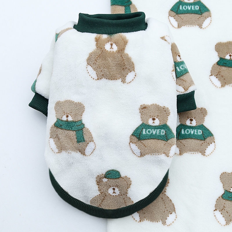 Áo Khoác Giữ Ấm Cho Thú Cưng Bằng Vải Nhung In Họa Tiết Dễ Thương Thời Trang Thu Đông