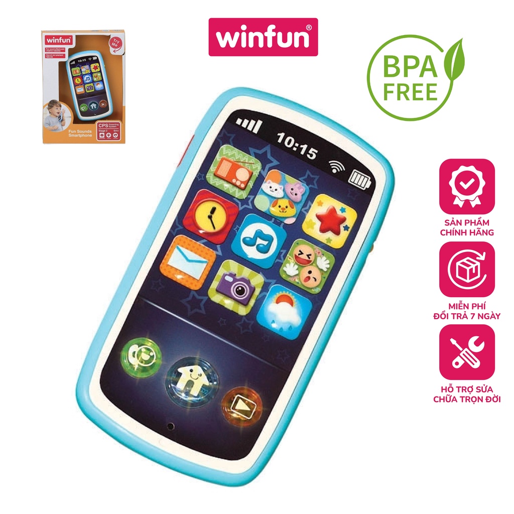 Điện thoại đồ chơi thông minh cho bé, hiệu ứng âm thanh vui nhộn, có thể ghi âm Winfun 0740 - Hàng chính hãng