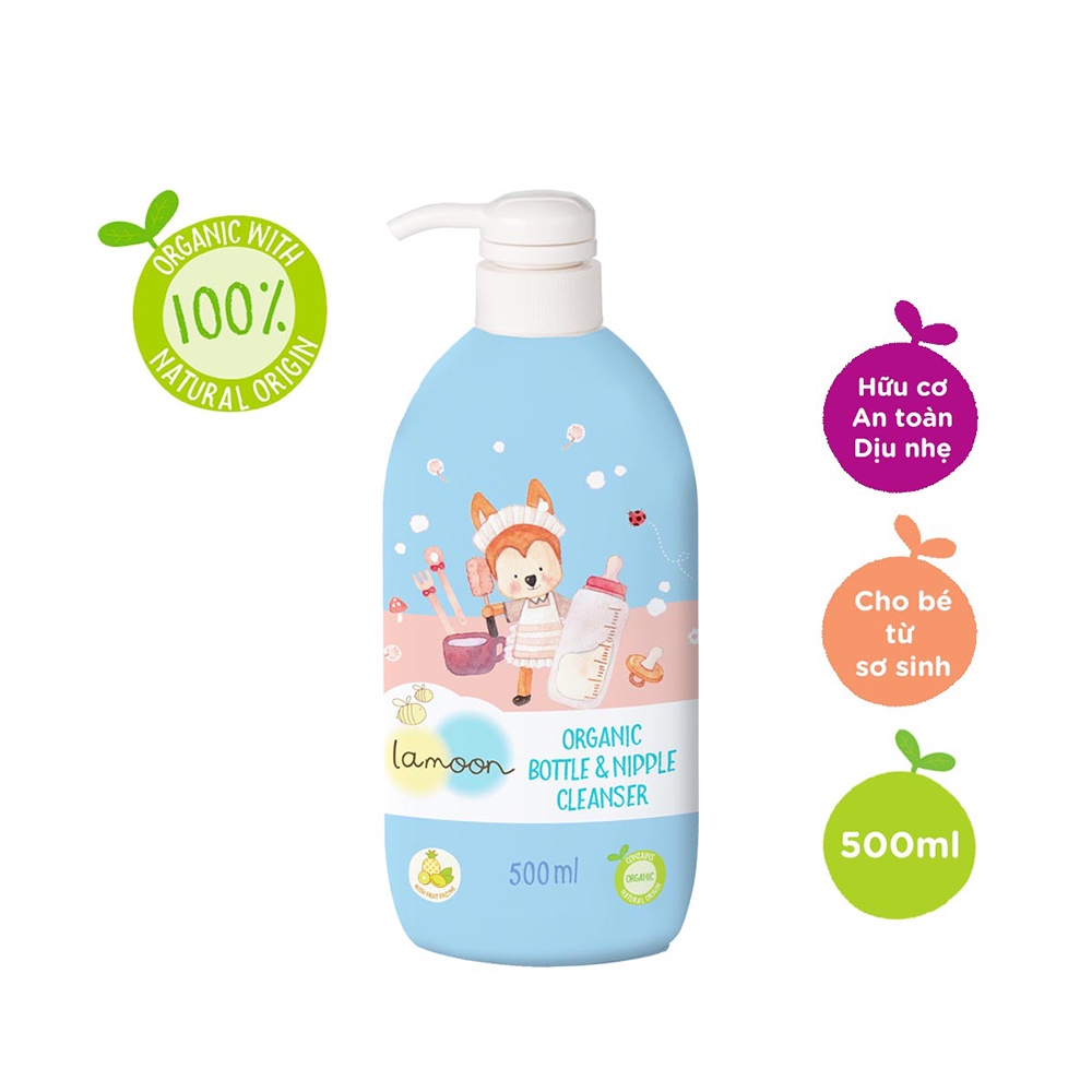 [Date12/05/2024] Nước rửa bình sữa Organic cho bé Lamoon - Bình 500ml