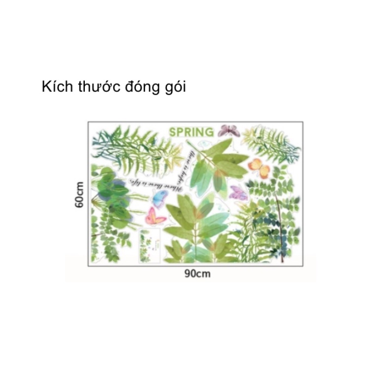 Decal dán tường trang trí - CHỮ TIẾNG ANH CÂY BƯỚM MÙA XUÂN THANH LỊCH