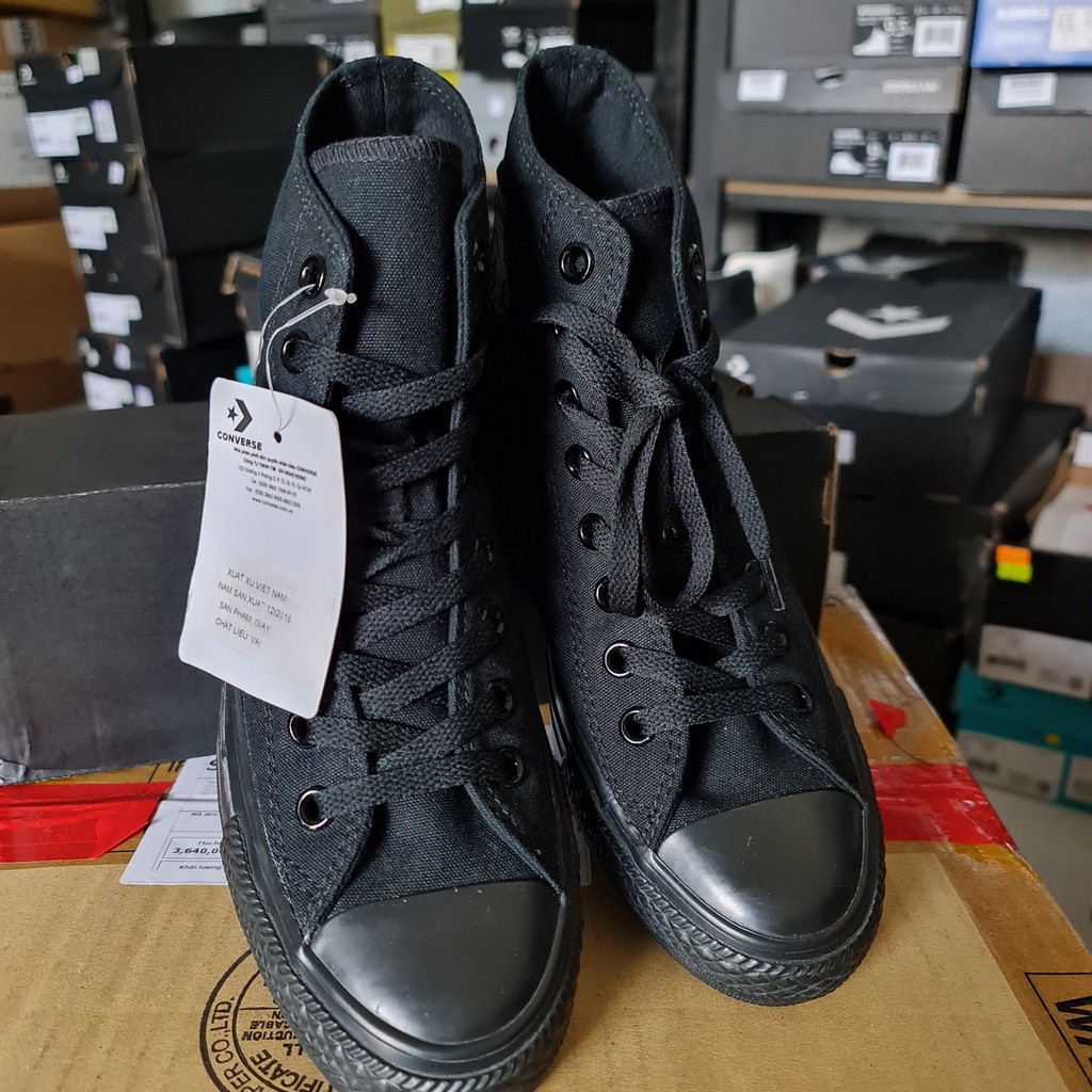 Giày Converse chính hãng đen cổ cao classic bao check