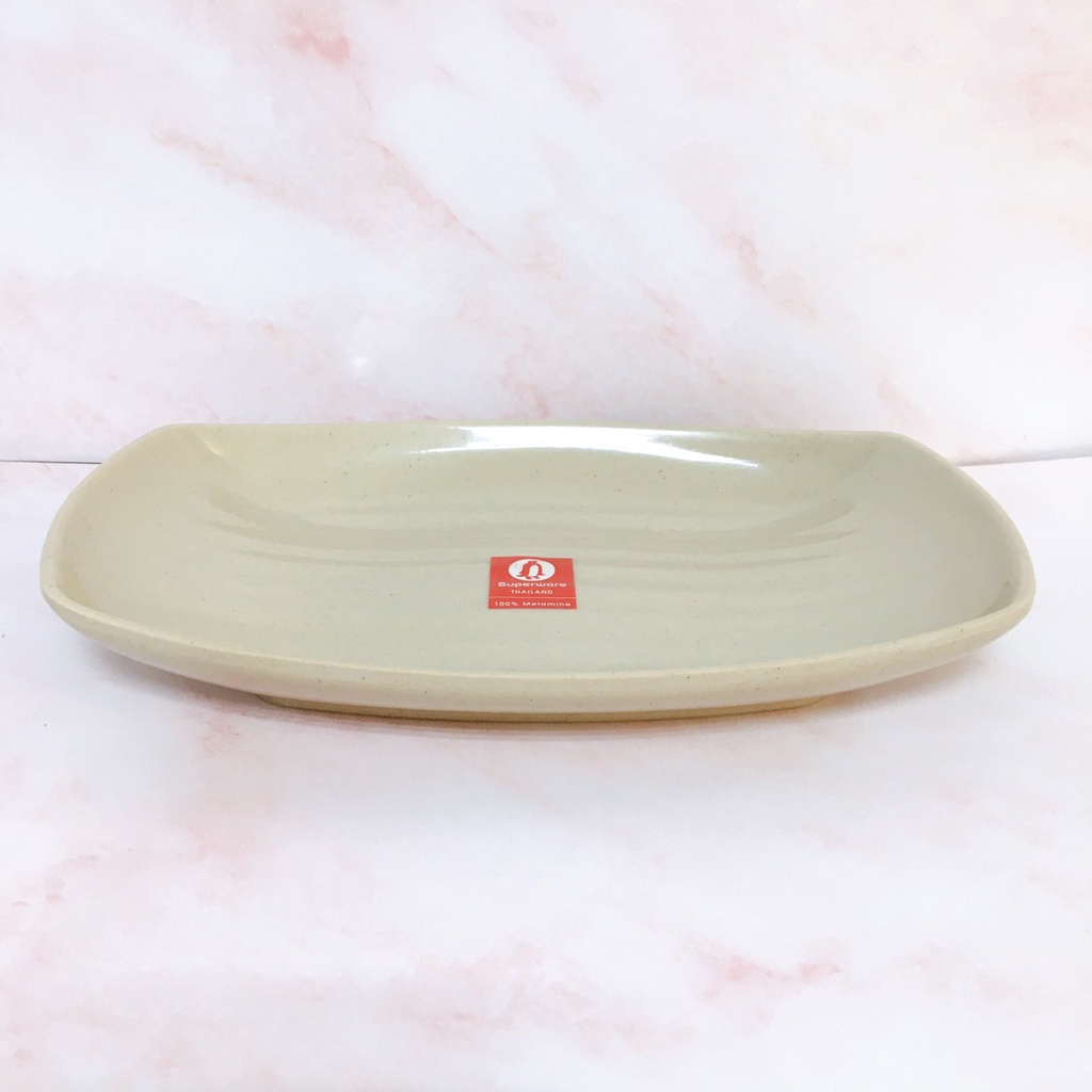 Bộ Đĩa Tròn - Đĩa Thuyền Có Viền SUPERWARE Nhựa Phíp 100% Melamine Nâu Đá - Stone