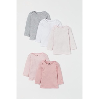 Set 5 áo dài tay HM auth cotton organic bé gái