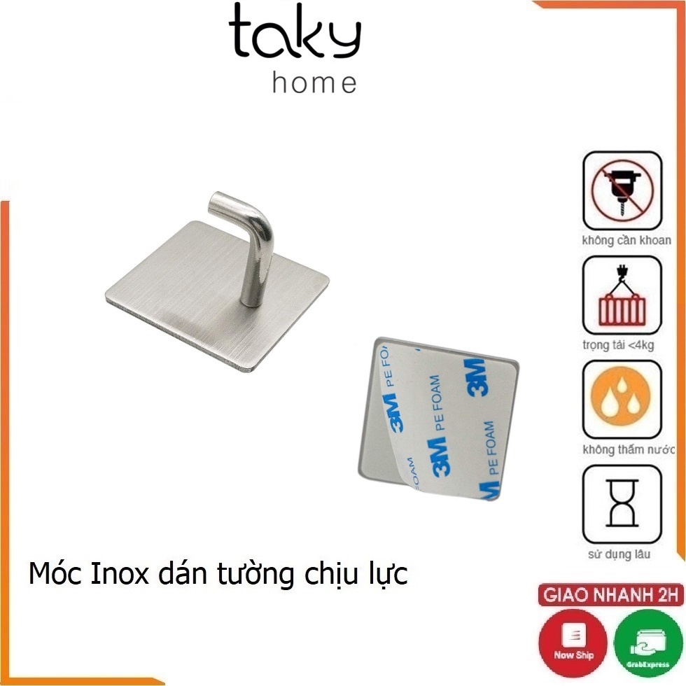 Móc Inox Treo Đồ Đa Năng, Móc Dán Tường Chịu Lực, Móc Dính Tường Treo Đồ Dùng Phòng Tắm, Khu Bếp. TakyHome 2005