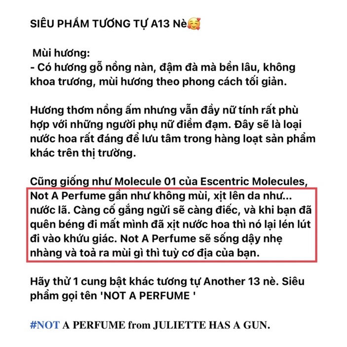 JULIETTE NOT A PERFUME • Eau de Parfum - 10ML Nước Hoa Chính Hãng
