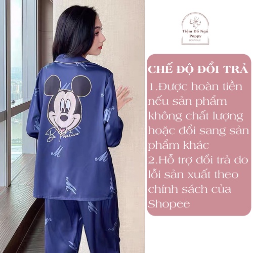 [Qùa tặng dây cột tóc] Bộ mặc nhà nữ DO MKEY lụa LATIN đẹp, pijama nữ cao cấp đồ bộ ngủ pijama nữ quần dài POPPY