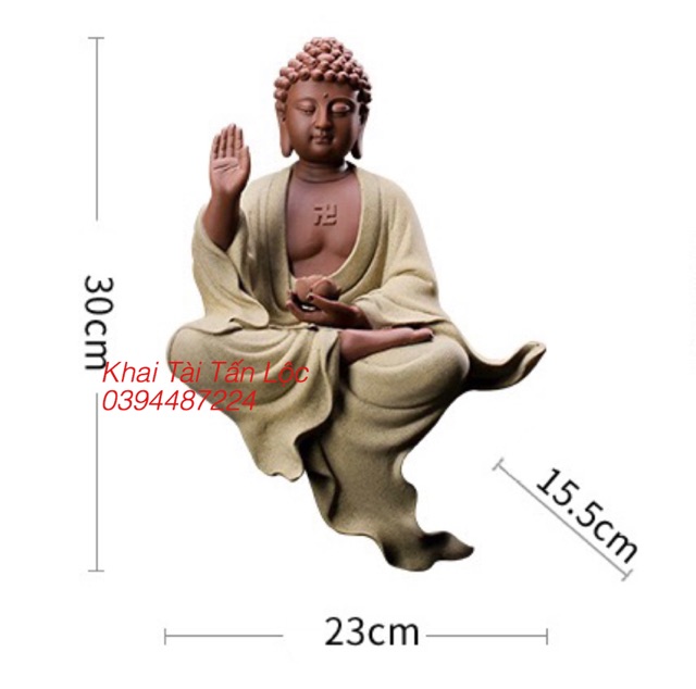 Tượng Phật Adida gốm tử sa cao 30 cm hàng cao cấp