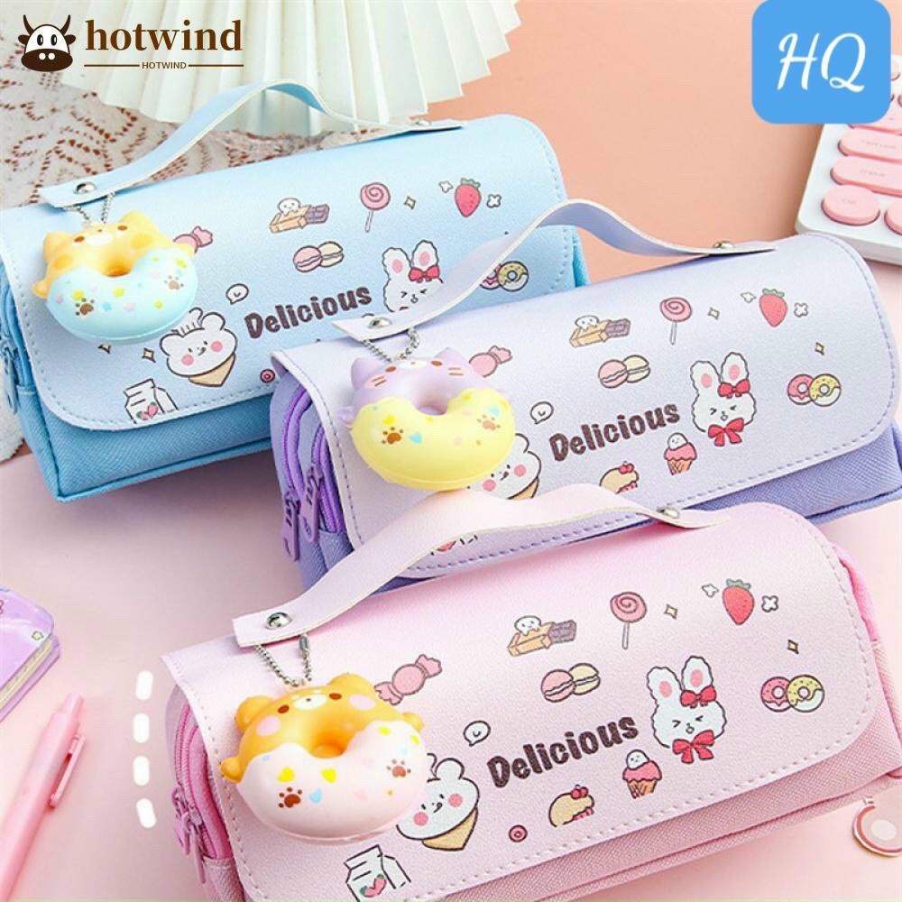 Bóp viết, hộp bút thú bông cute cho bé đi học- Kèm Squishy