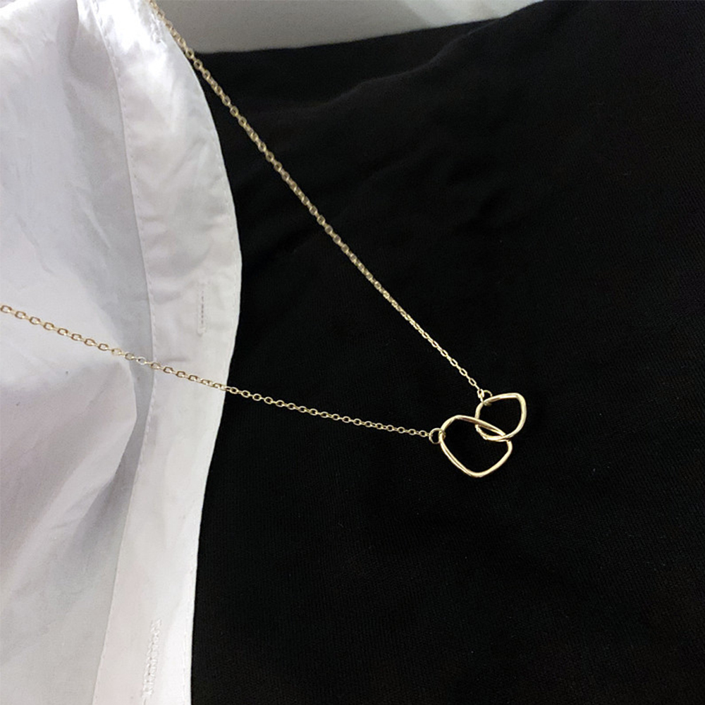 SOMEDAYZL Ladies Necklace Personality Neck Chain Choker Women Fashion Irregular Double Ring Temperament Simple Clavicle Chain