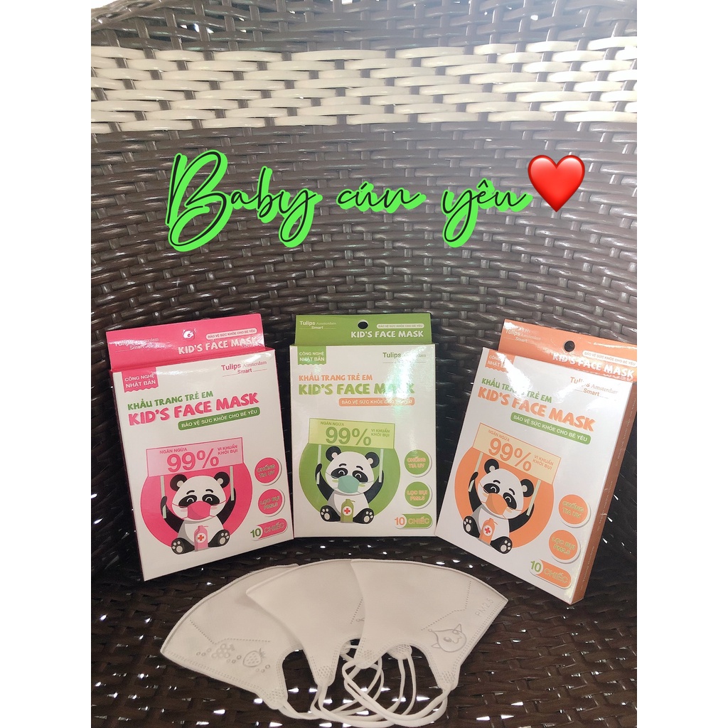 Khẩu trang em bé kids face mask hộp 10 cái (cho bé từ 6 tháng trở lên)