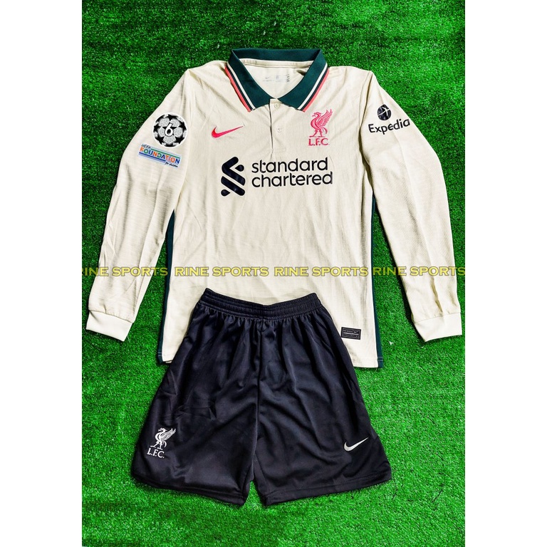 Bộ áo bóng đá liver - liverpool kem Dài Tay Hàng Super Thailand Logo Thuê toàn bộ giống thi đấu 100%