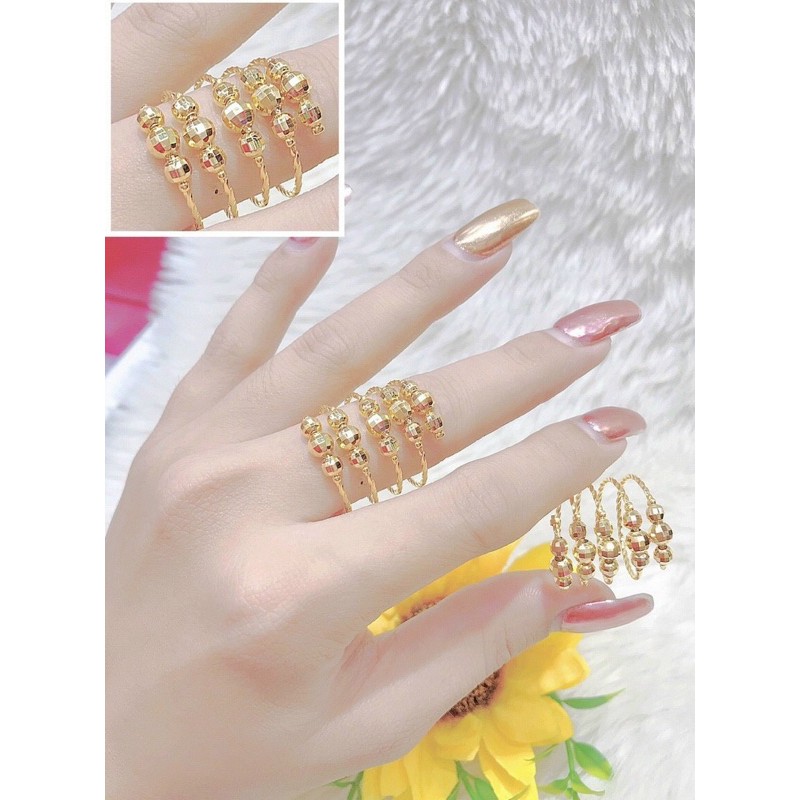 Nhẫn bi 5 hàng màu vàng 18 cao cấp