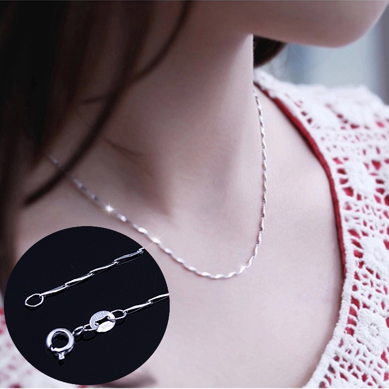 Dây chuyền bằng bạc 925 thiết kế đơn giản 7 kiểu dáng thời trang cho nữ