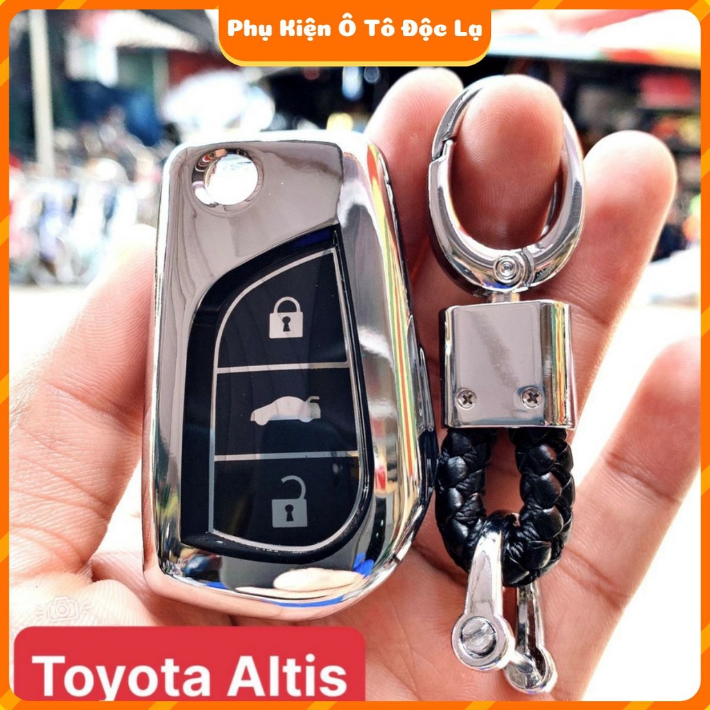 Bao chìa khóa Toyota Altis - Inova - fortuner chất liệu silicon mạ crom kèm móc khóa inoc cao cấp