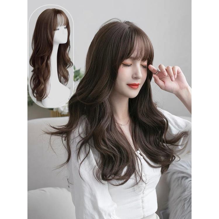 Tóc giả nguyên đầu xoăn dài quá lưng mái bằng 50cm MS8818 Qiqishop