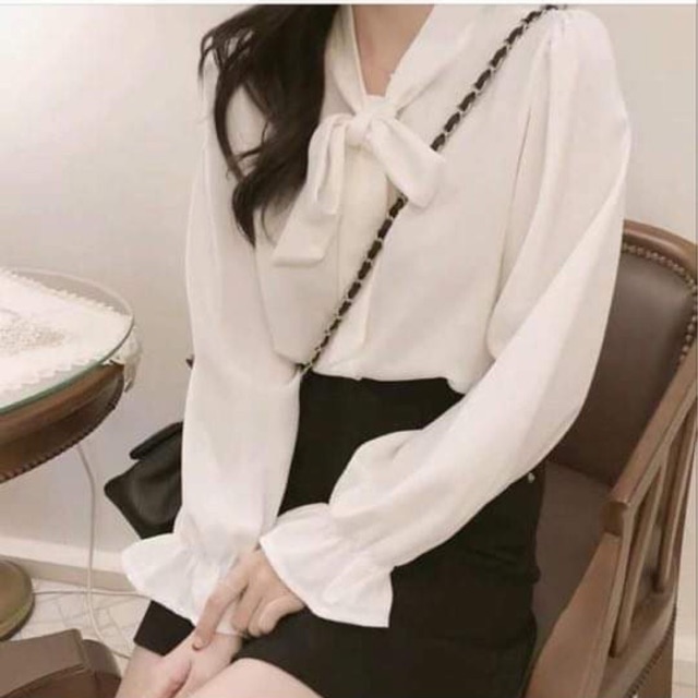 áo sơ mi kiểu + sơ mi nơ