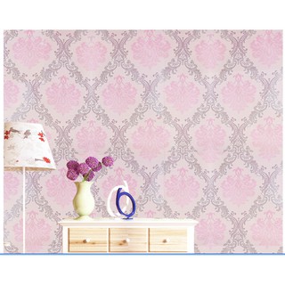 Decal giấy dán tường châu âu hồng (khổ rộng 0.45m)