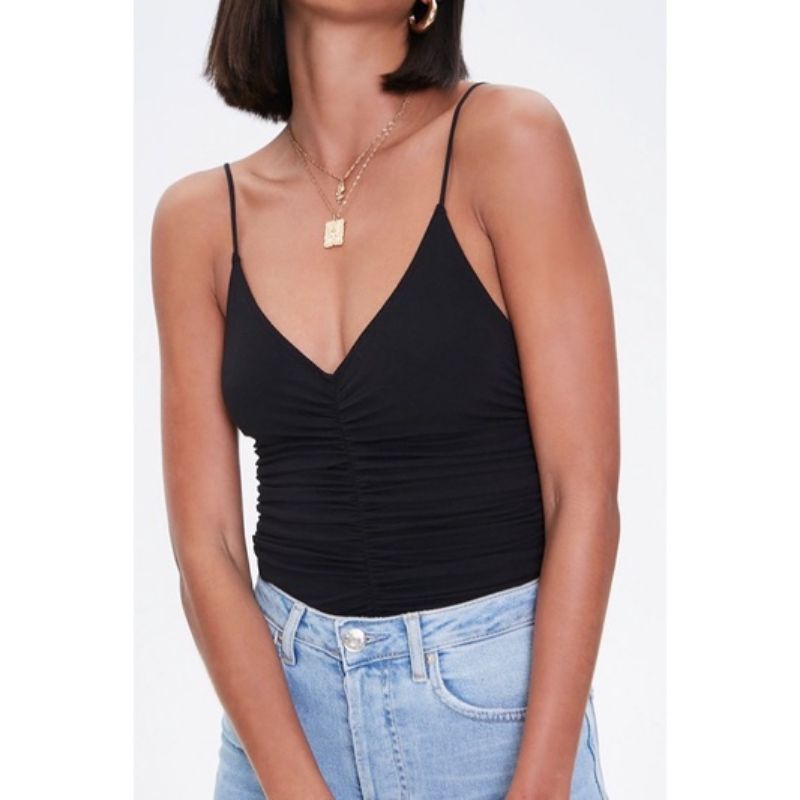 Áo crop top cami ruched hai dây nhún ngực f21 VNXK croptop sexy forever 21 xuất khẩu dư xịn