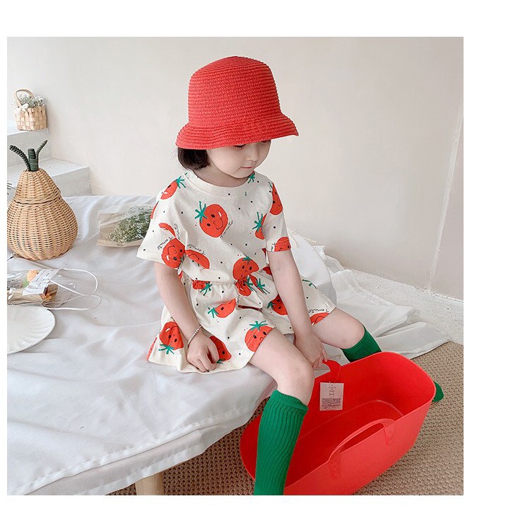 Set Váy Họa Tiết Cà Chua Cho Bé Gái