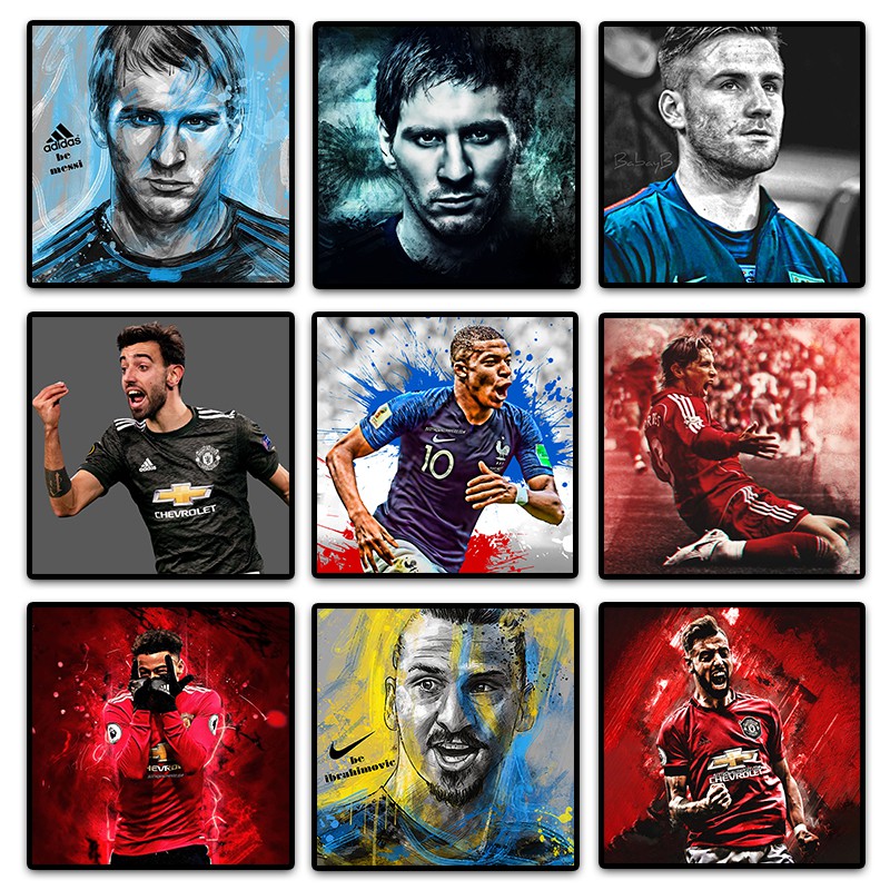 Tranh Canvas Cầu Thủ Bóng Đá Ronaldo,Messi, Bruno Fernandes, Mpappe, Ibrahimovic, Linagard...