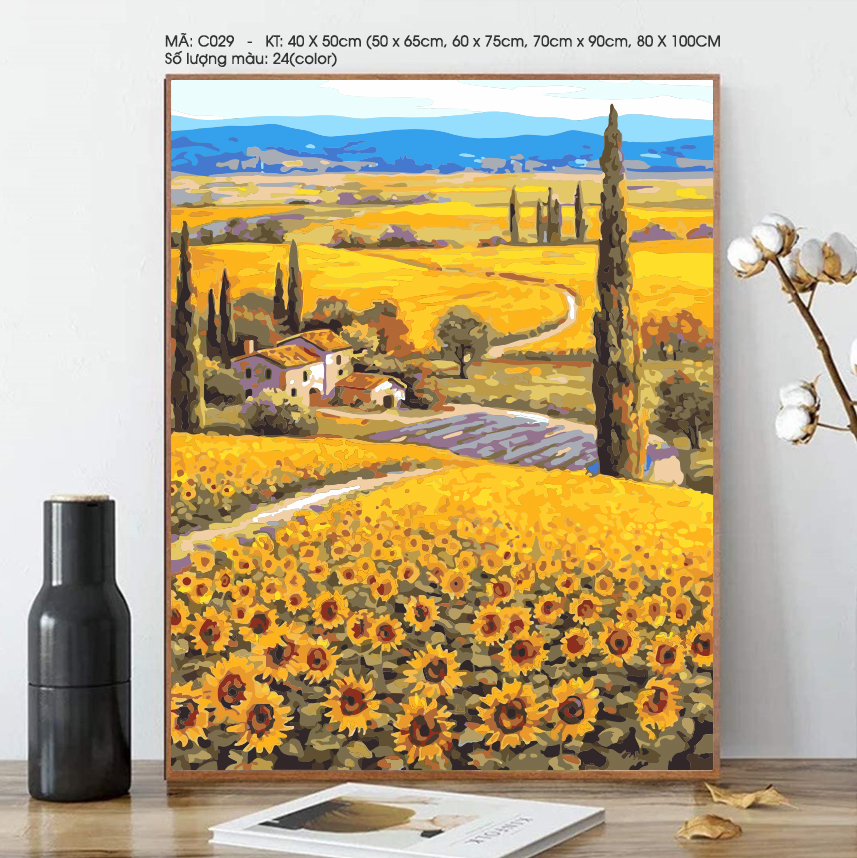 Tranh sơn dầu số hóa tự tô Phong cảnh C029 - Tặng kèm cọ , màu , khung , Paint by numbers DIY - ToastedART