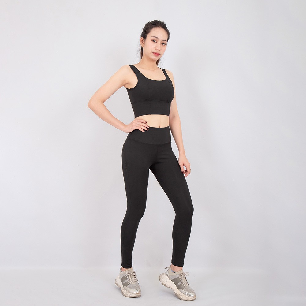 Bộ quần áo tập yoga, gym, dance thiết kế tươi trẻ dành cho nữ (Quần Genmax V3 dài - Bra dây lưng)