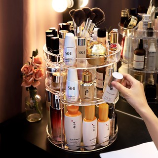 Kệ đựng mỹ phẩm đồ trang điểm - tủ đựng mỹ phẩm hình trụ trong suốt xoay 360 độ