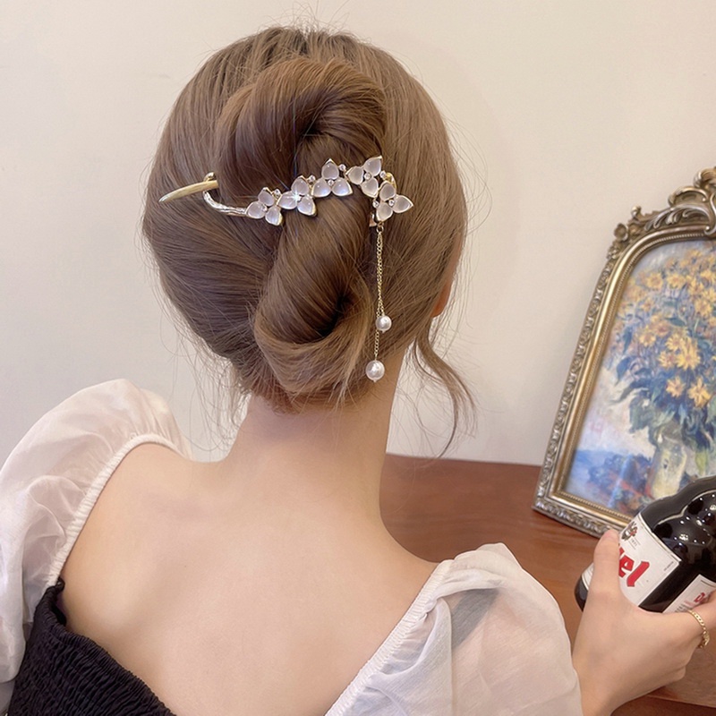 Kẹp Tóc Bướm Tua Rua Đính Ngọc Trai Phong Cách Trung Hoa Mới timetunnel