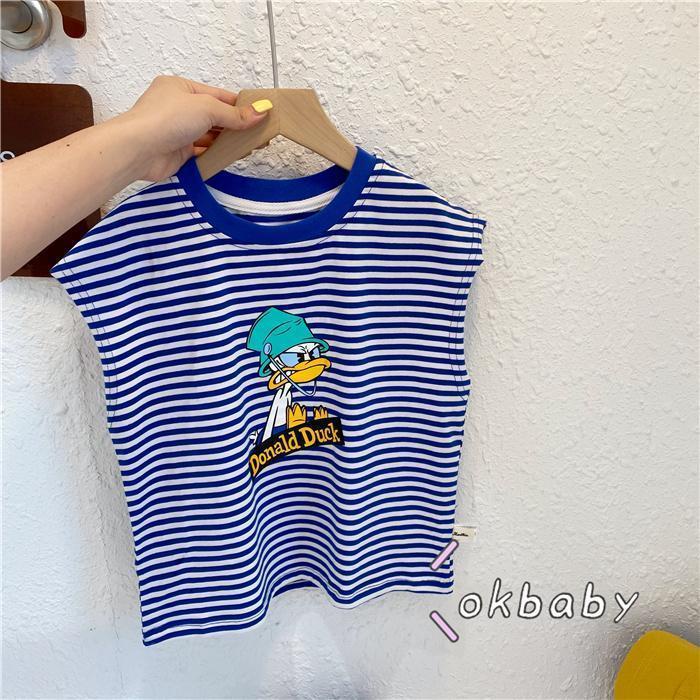 Áo Thun Cotton Mỏng Không Tay Họa Tiết Kẻ Sọc Phong Cách Nhật Bản Thời Trang Mùa Hè Hàng Mới Dành Cho Bé Trai 2022