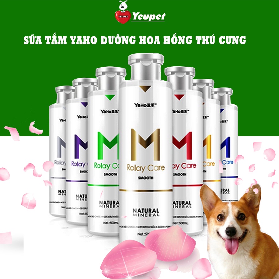 Sữa tắm cho chó mèo Yaho M Rolay Care 500ml chiết xuất thực vật hương thơm tự nhiên giúp mượt lông ,mềm mại-CSP66