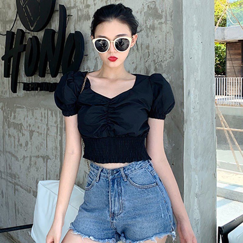 Áo croptop rút ngực bo eo - hình thật | BigBuy360 - bigbuy360.vn