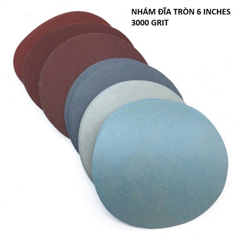 10 tờ nhám đĩa tròn 6 inches 150mm đủ số 60 grit - 10000 grit