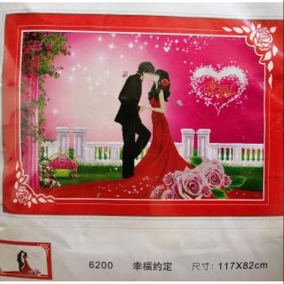 Tranh thêu chữ thập Cô dâu chú rể 6200
