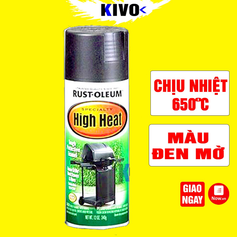 Bình Sơn Xịt Chịu Nhiệt Độ Cao Đa Năng Cao Cấp High Heat 340G Màu Đen Mờ - Chai Sơn Xịt Pô Xe Máy - Sơn Xịt Chống Cháy -