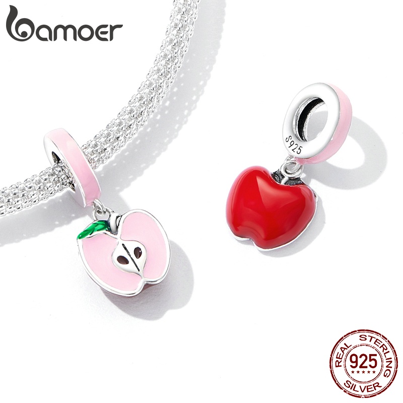Hạt trang sức BAMOER SCC2226 bằng bạc 925 hình quả táo