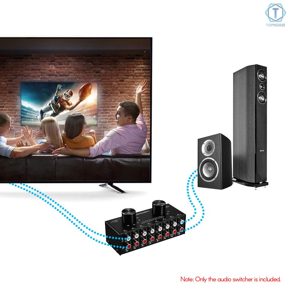 Bộ chia tín hiệu âm thanh hai chiều 6-in-2-out có đầu vào RCA và đầu ra